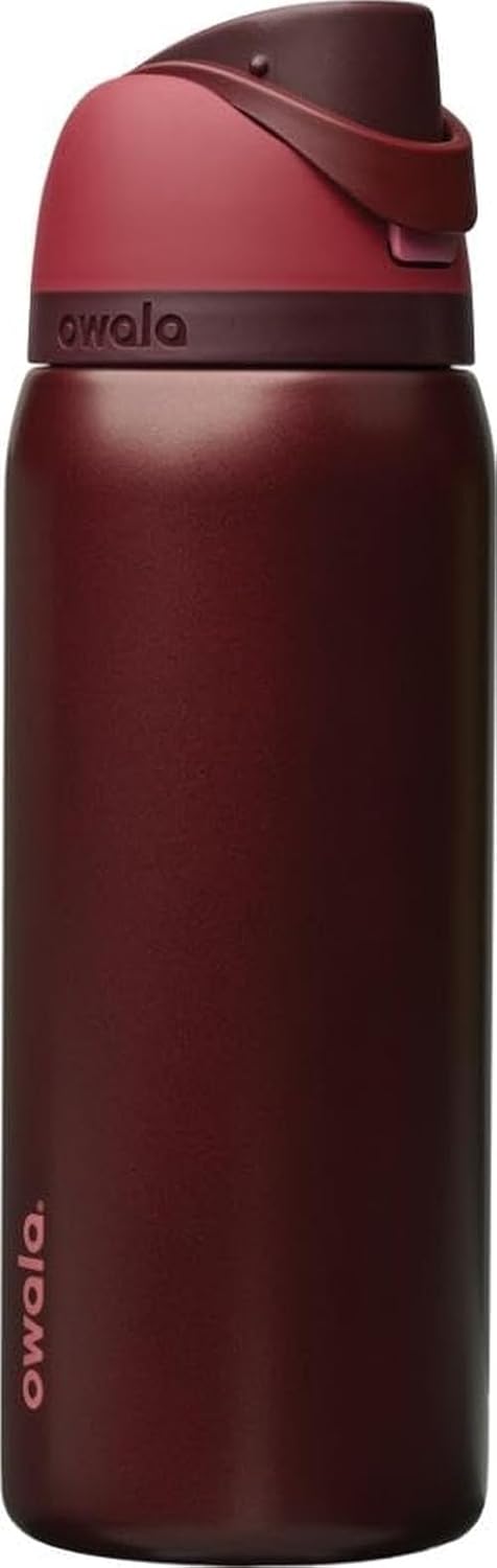 Owala FreeSip Stainless Steel Water Bottle 24 oz Black Cherry
