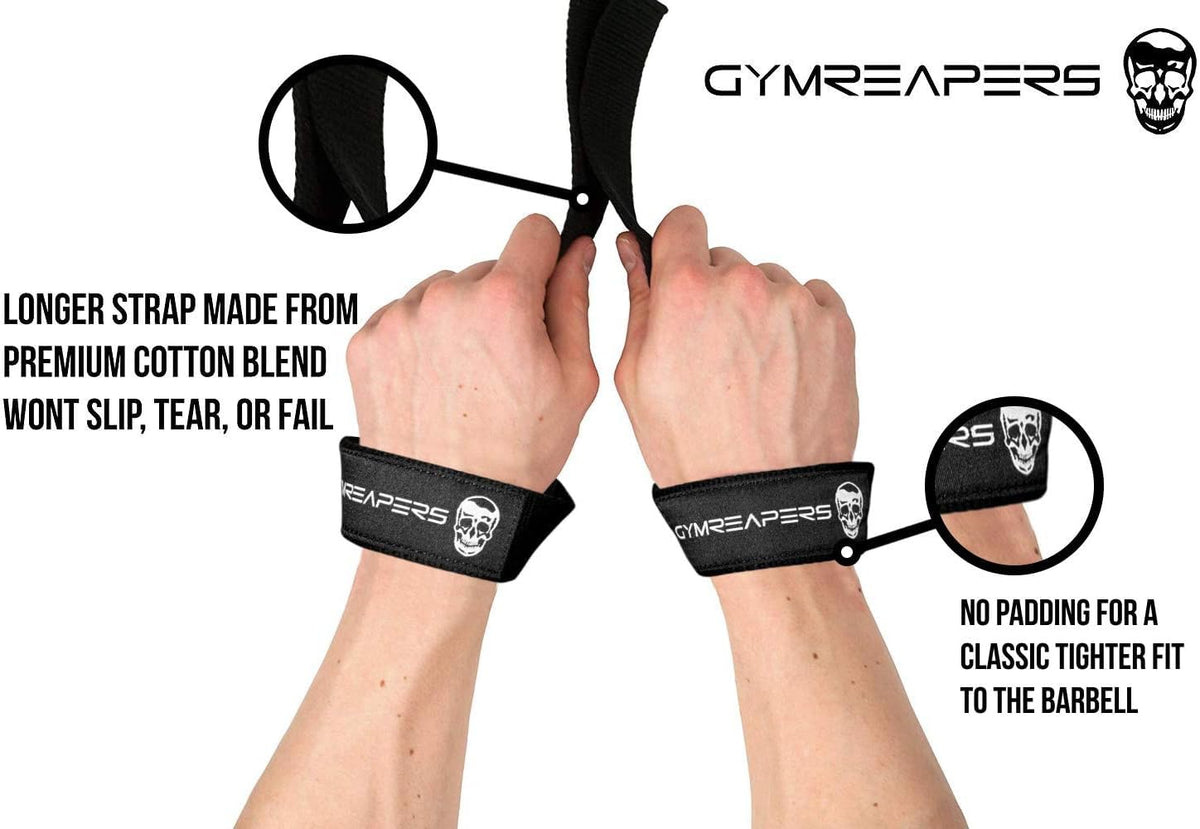 Gymreapers Lifting Wrist Straps for Weightlifting, Bodybuilding, Powerlifting, Strength Training, & Deadlifts - Padded Neoprene with 18" Cotton