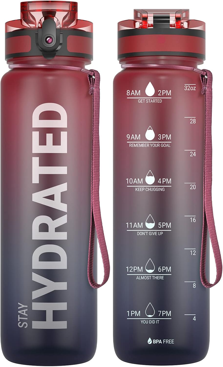 Sahara Sailor Water Bottle 32oz, Tritan Sports Bottle with Time Marker