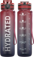 Sahara Sailor Water Bottle 32oz, Tritan Sports Bottle with Time Marker
