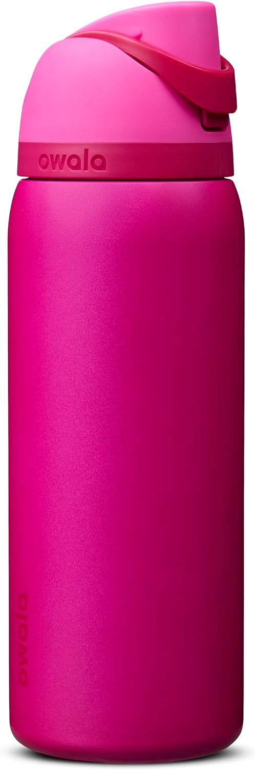Owala FreeSip Stainless Steel Water Bottle 24 oz Black Cherry