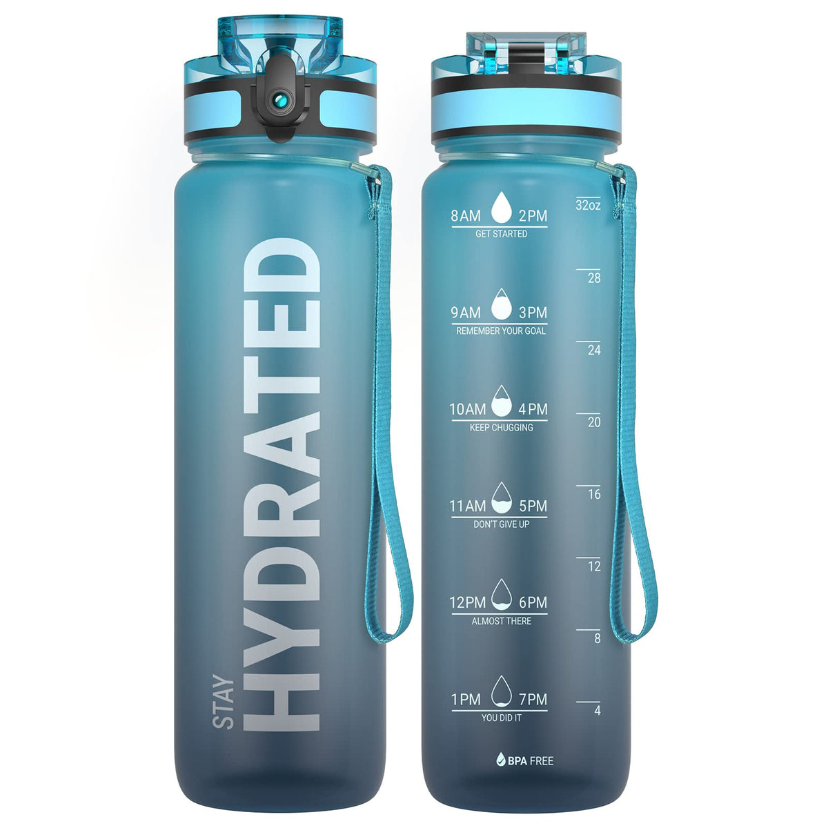 Sahara Sailor Water Bottle 32oz, Tritan Sports Bottle with Time Marker
