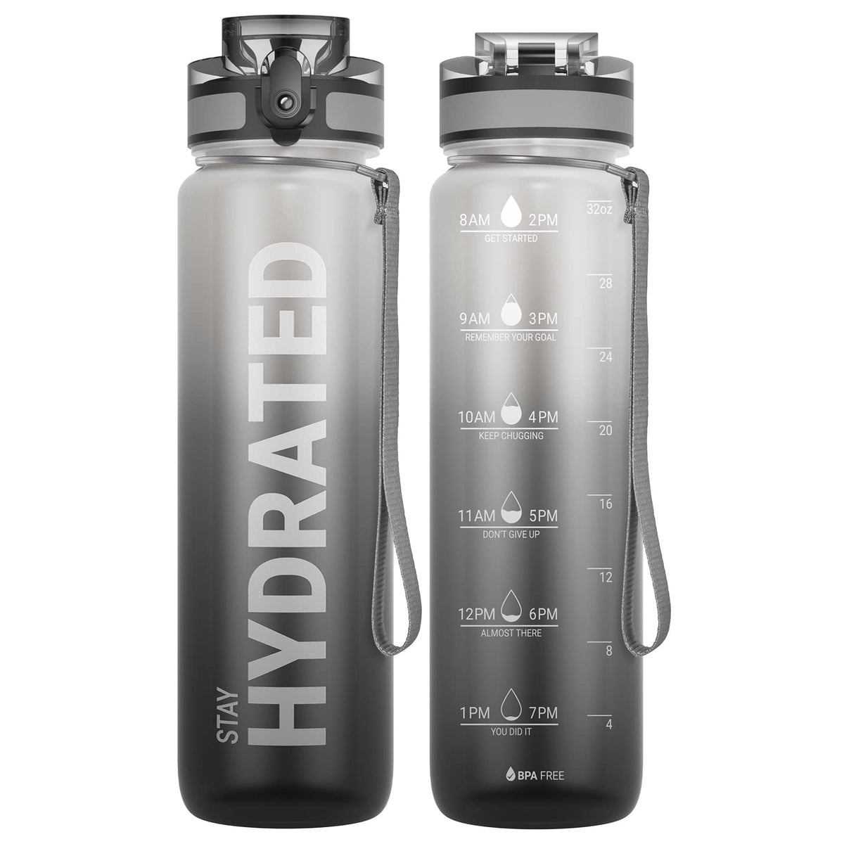 Sahara Sailor Water Bottle 32oz, Tritan Sports Bottle with Time Marker