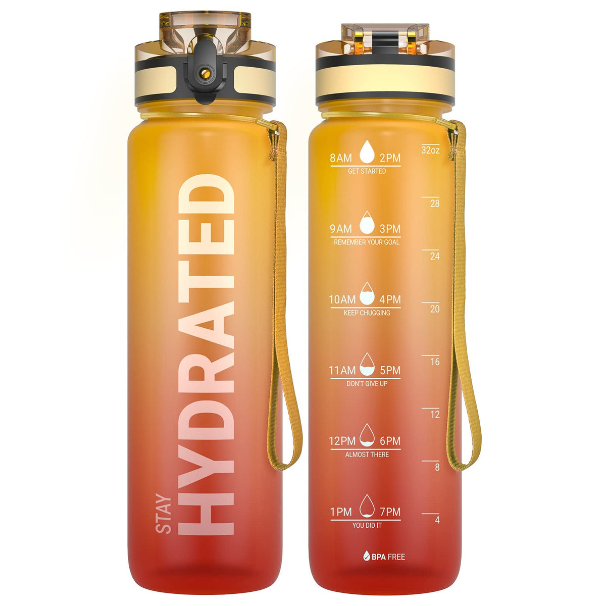 Sahara Sailor Water Bottle 32oz, Tritan Sports Bottle with Time Marker