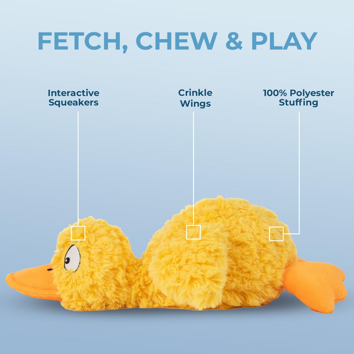 Best Pet Supplies Interactive Squeaky Dog Toy - Crinkle Duck, Yellow