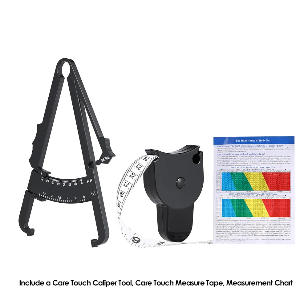 70mm Skinfold Body Fat Caliper Body Fat Tester Skinfold Measuring Tape with Measure Table Body Health and Beauty Tool