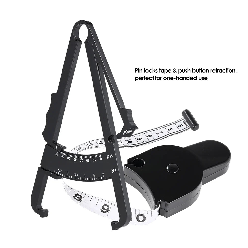 70mm Skinfold Body Fat Caliper Body Fat Tester Skinfold Measuring Tape with Measure Table Body Health and Beauty Tool