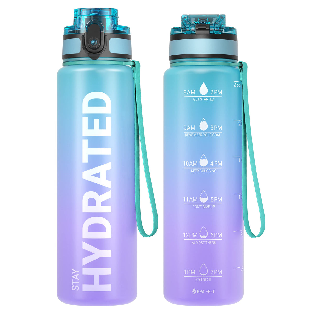 Sahara Sailor Water Bottle 32oz, Tritan Sports Bottle with Time Marker