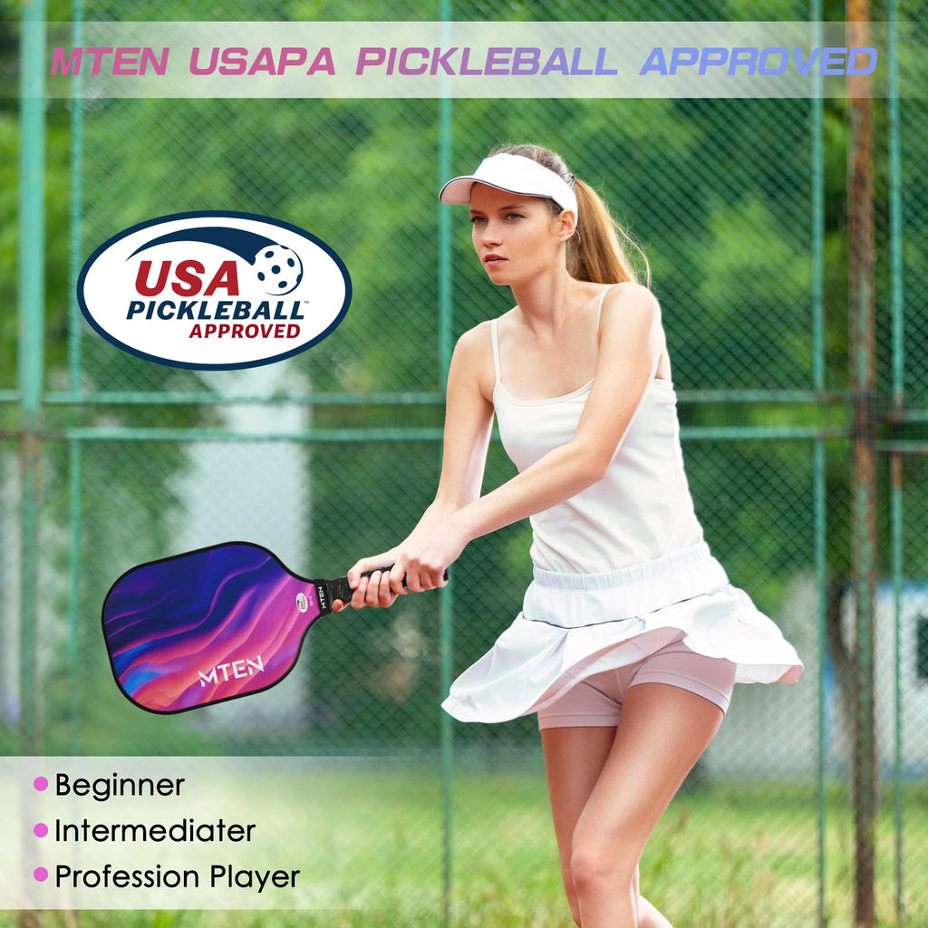 MTEN Pickleball Paddles Set of 2/4/1, USAPA Approved Fiberglass Rackets