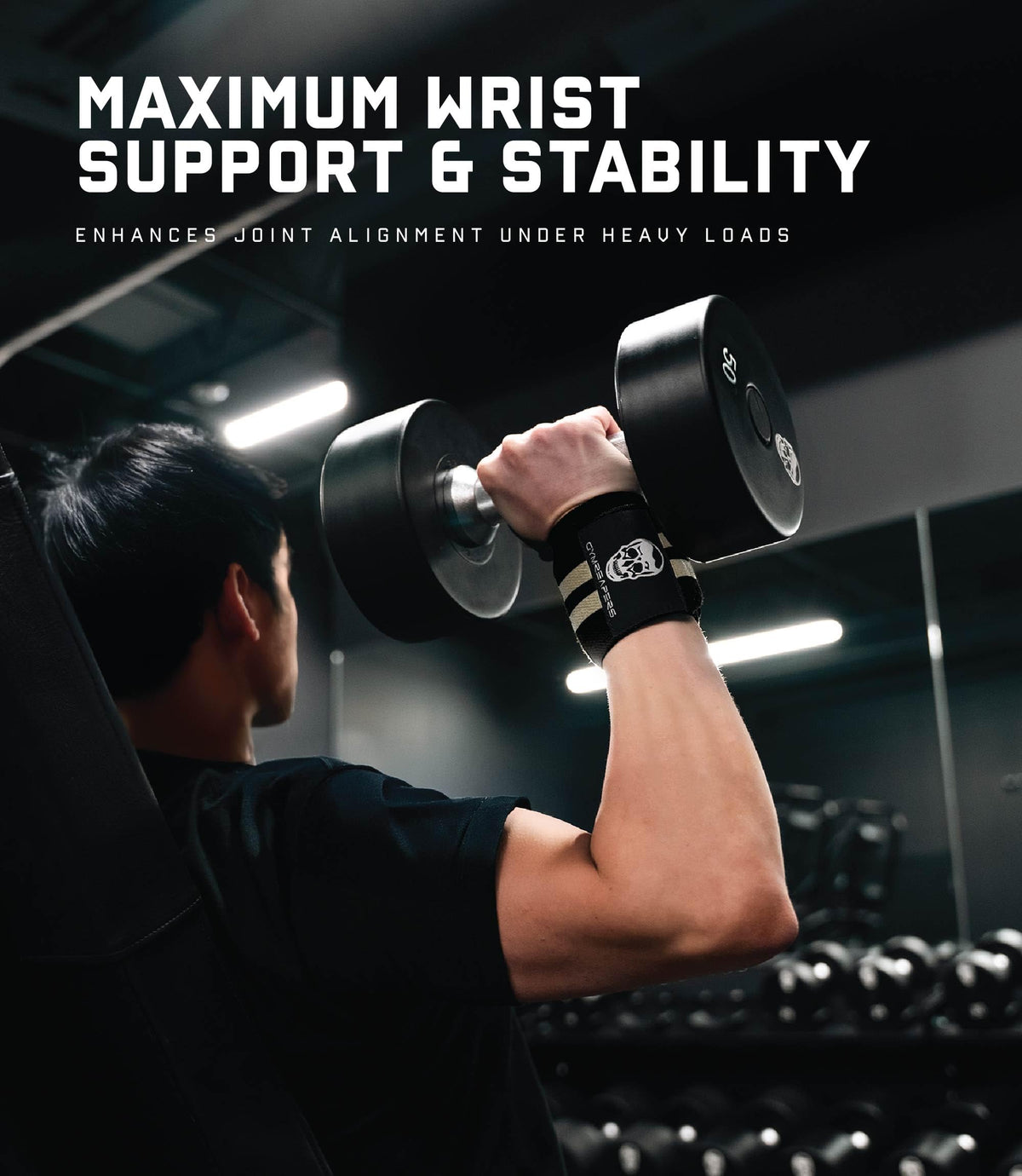 Gymreapers Weightlifting Wrist Wraps (IPF Approved) Professional Quality Wrist Support with Heavy Duty Thumb Loop - Best Wrap for Powerlifting Competition, Strength Training, Bodybuilding