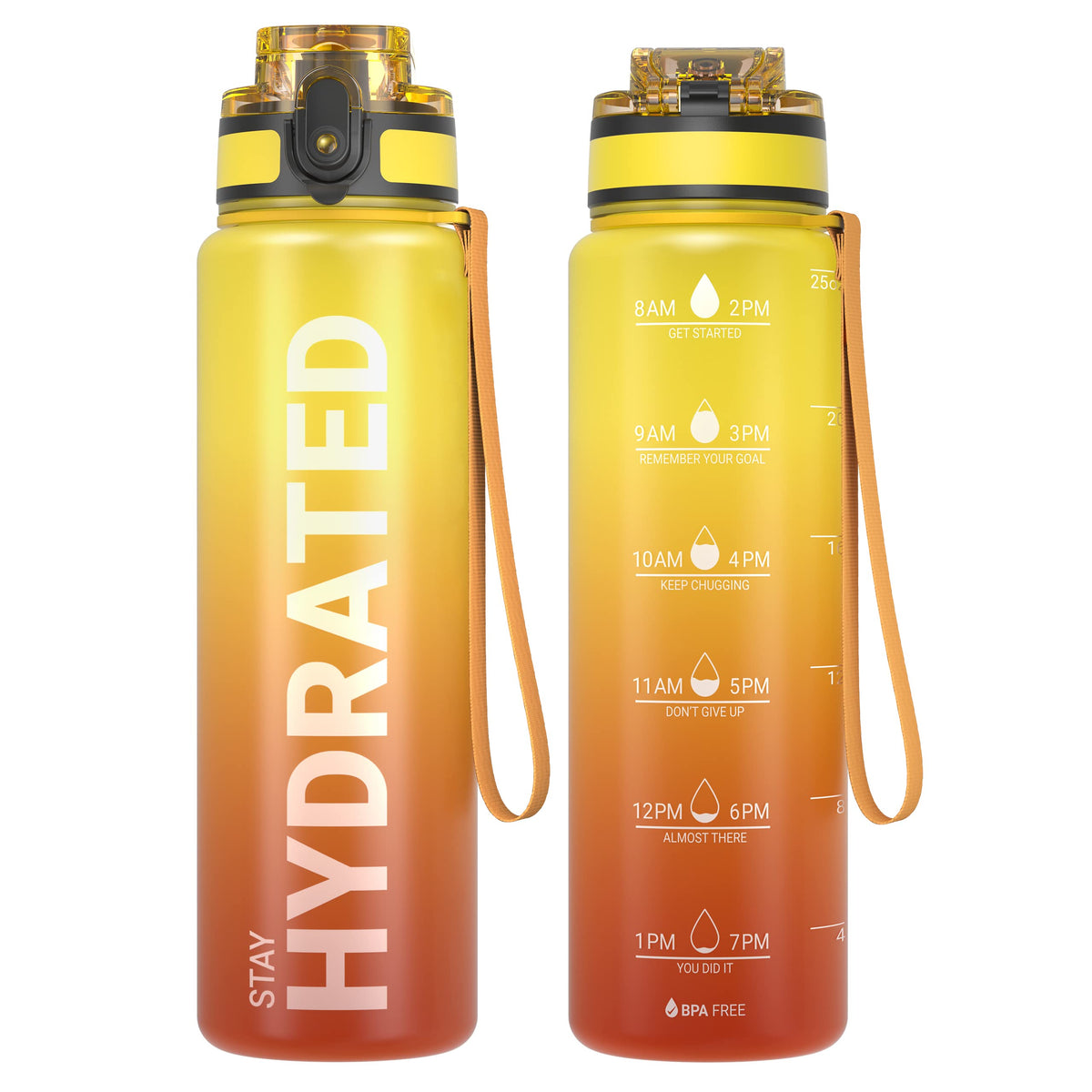Sahara Sailor Water Bottle 32oz, Tritan Sports Bottle with Time Marker