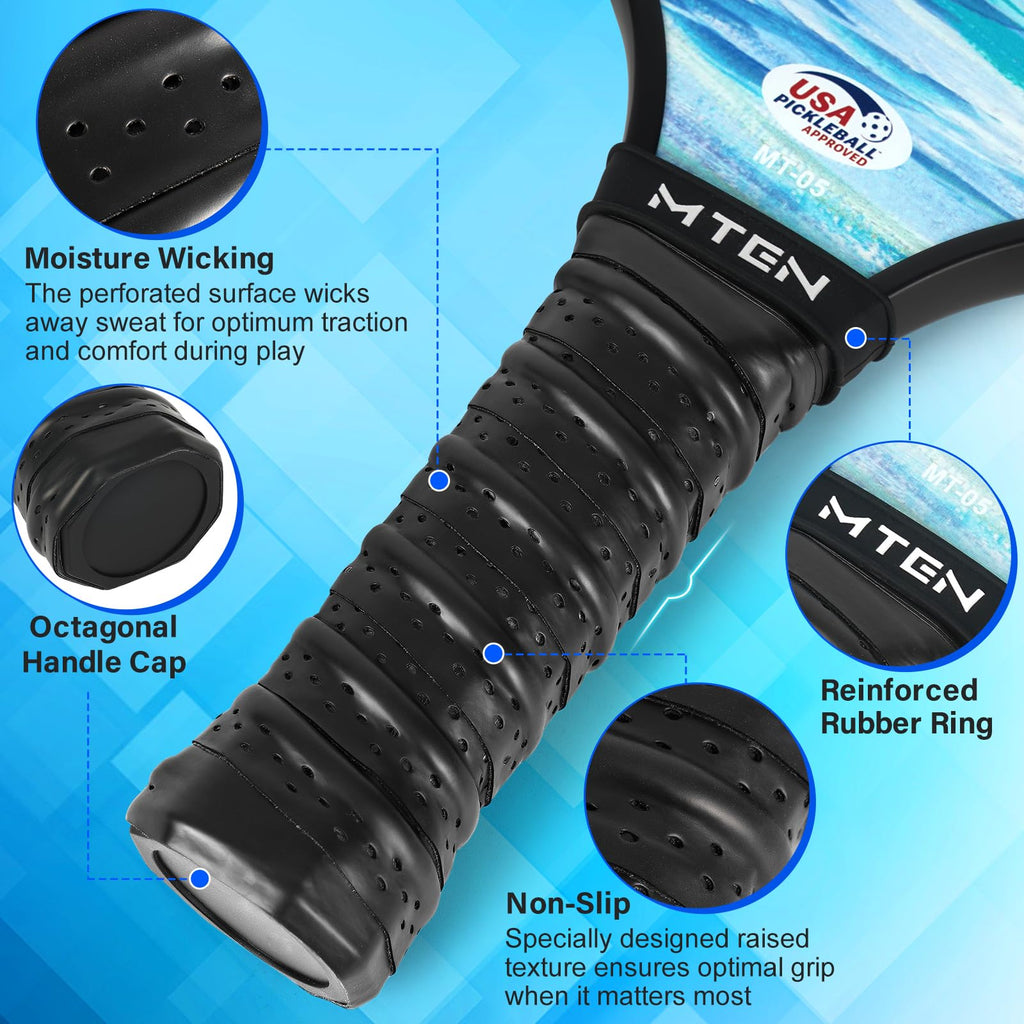 MTEN Pickleball Paddles Set of 2/4/1, USAPA Approved Fiberglass Rackets