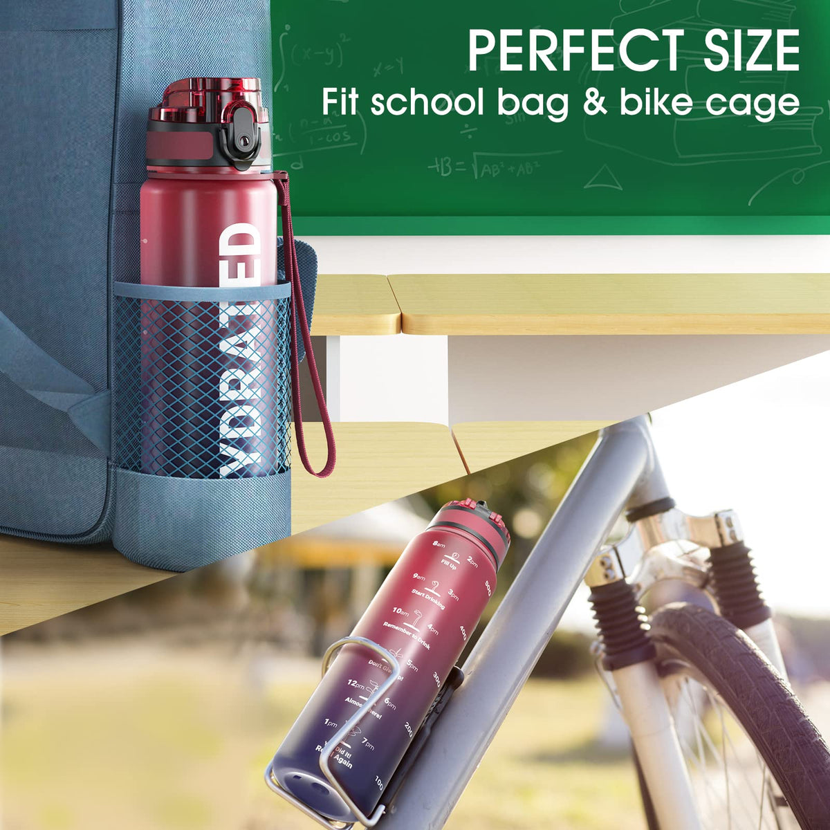 Sahara Sailor Water Bottle 32oz, Tritan Sports Bottle with Time Marker
