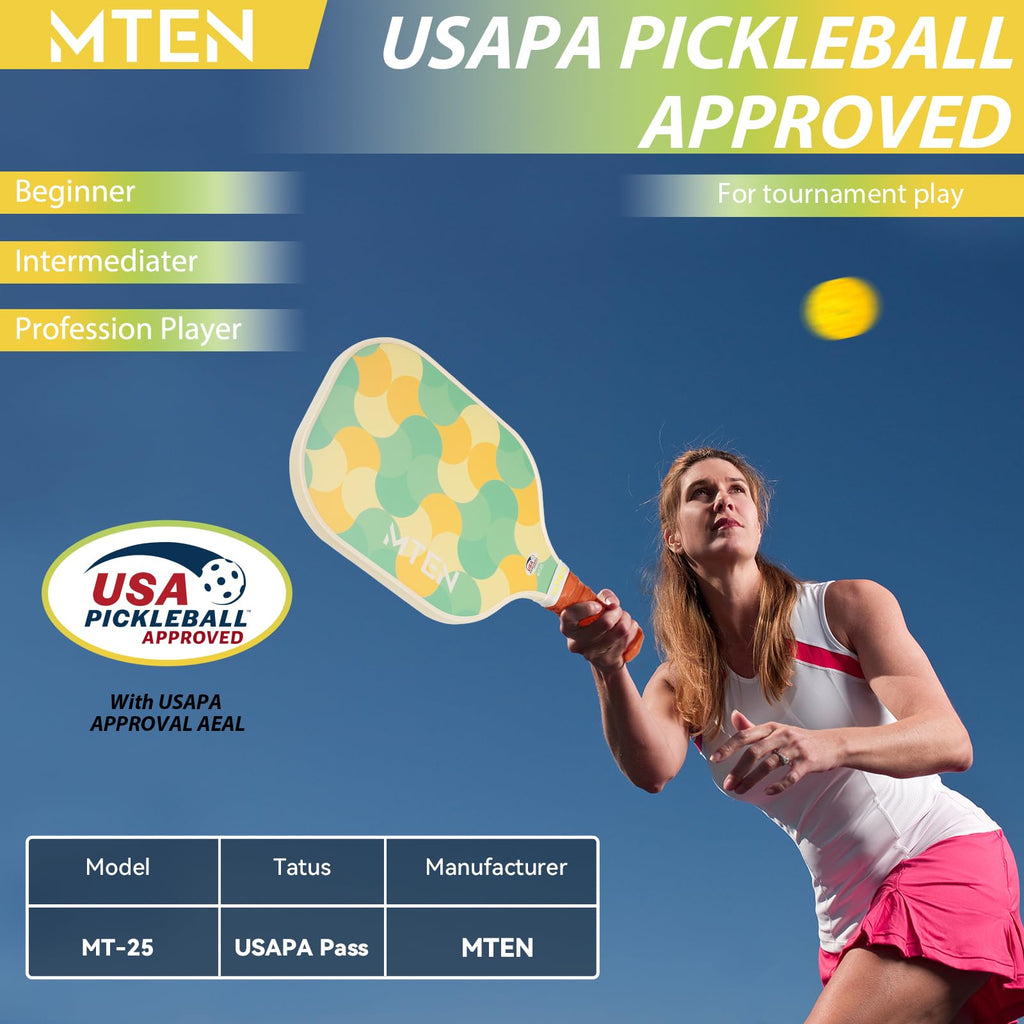 MTEN Pickleball Paddles Set of 2/4/1, USAPA Approved Fiberglass Rackets