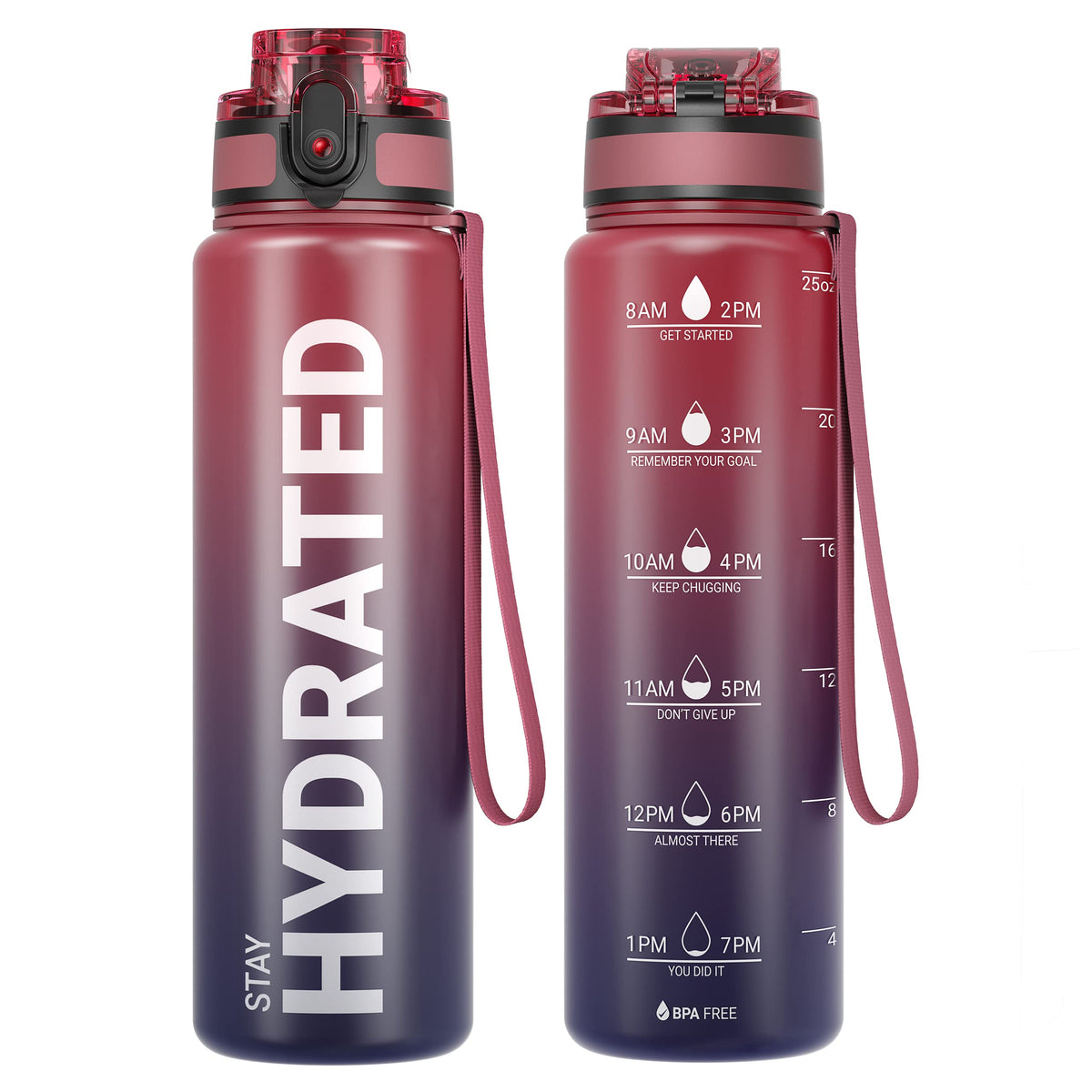 Sahara Sailor Water Bottle 32oz, Tritan Sports Bottle with Time Marker