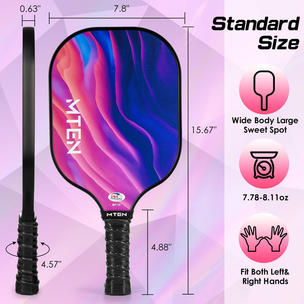 MTEN Pickleball Paddles Set of 2/4/1, USAPA Approved Fiberglass Rackets