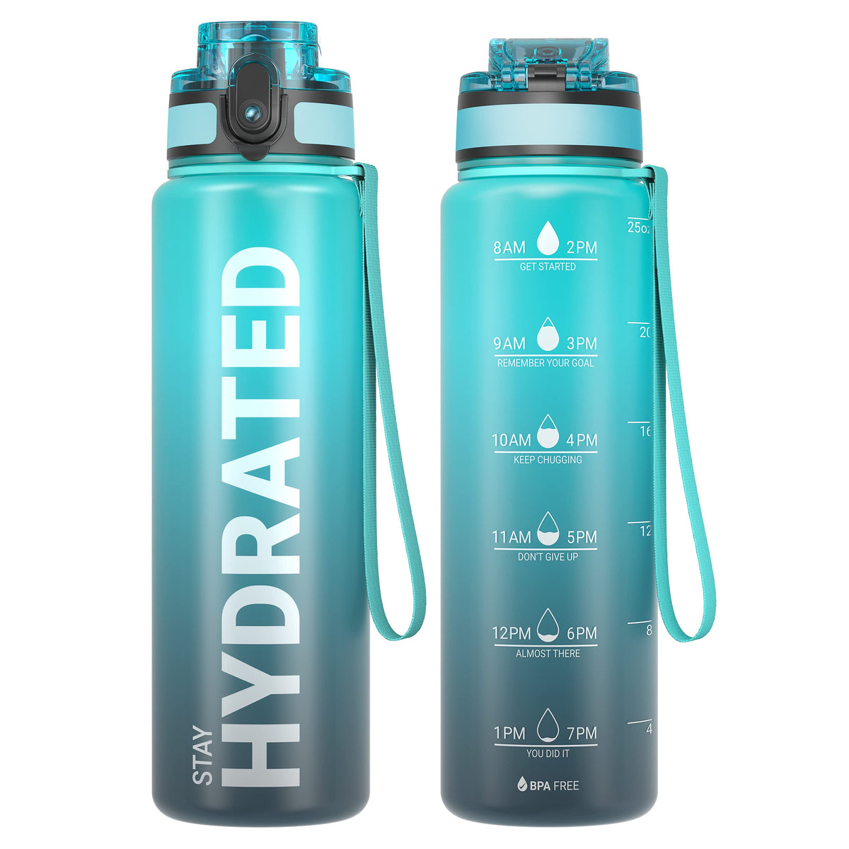 Sahara Sailor Water Bottle 32oz, Tritan Sports Bottle with Time Marker