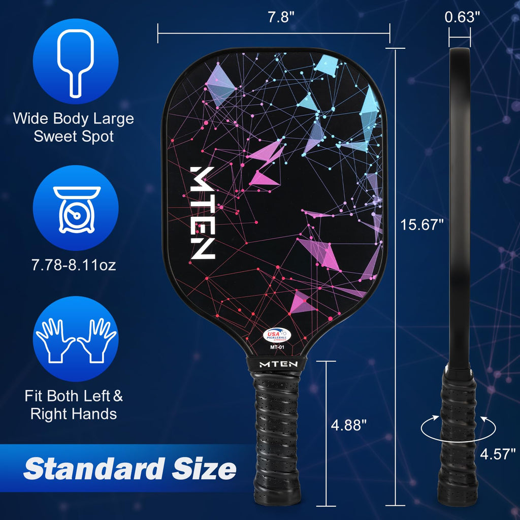 MTEN Pickleball Paddles Set of 2/4/1, USAPA Approved Fiberglass Rackets