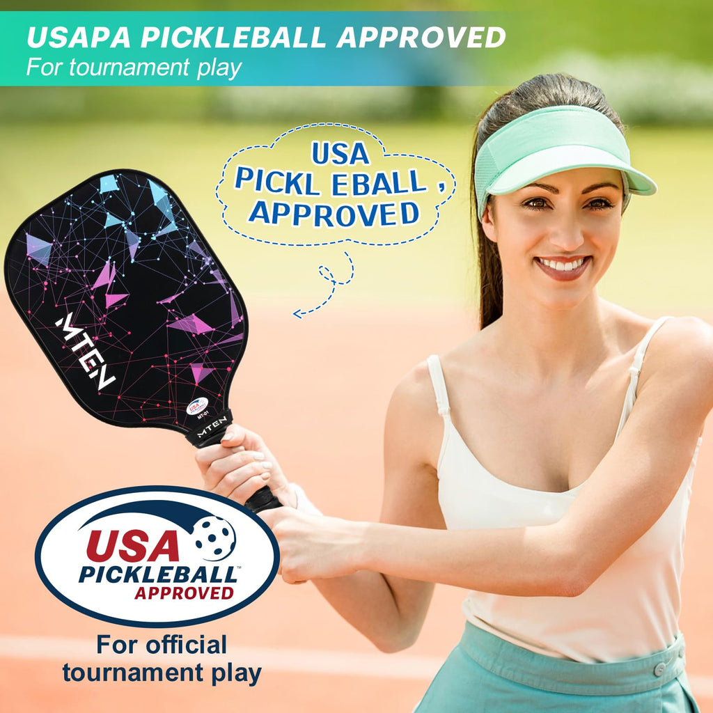 MTEN Pickleball Paddles Set of 2/4/1, USAPA Approved Fiberglass Rackets