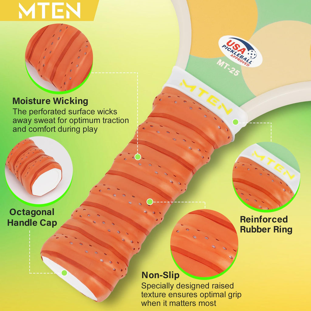 MTEN Pickleball Paddles Set of 2/4/1, USAPA Approved Fiberglass Rackets