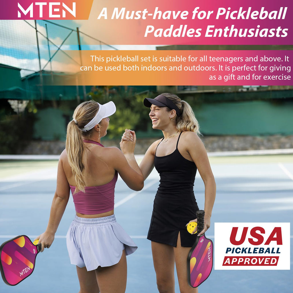 MTEN Pickleball Paddles Set of 2/4/1, USAPA Approved Fiberglass Rackets