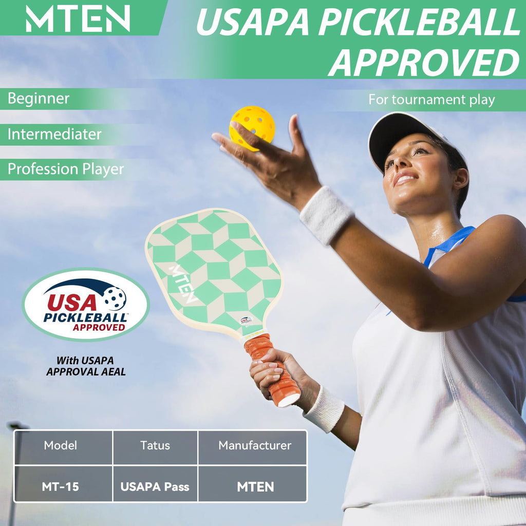 MTEN Pickleball Paddles Set of 2/4/1, USAPA Approved Fiberglass Rackets