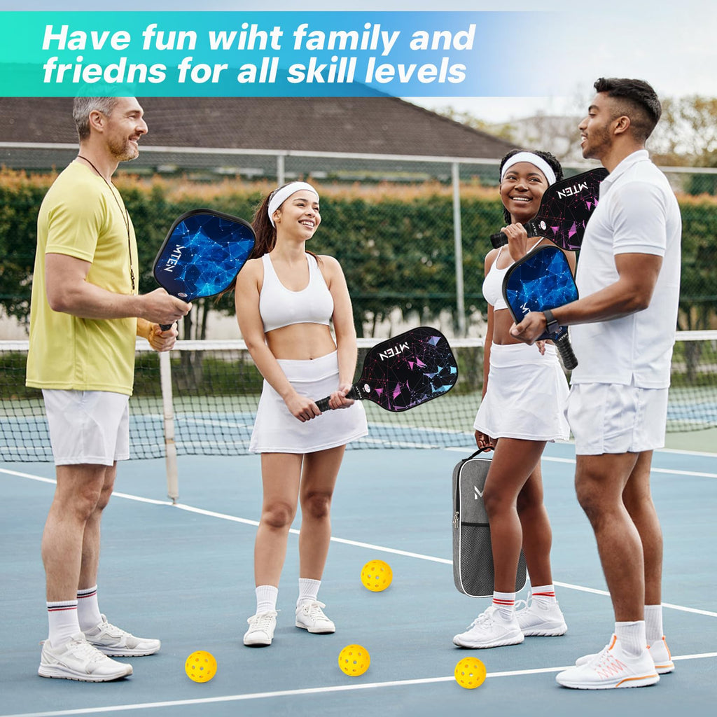 MTEN Pickleball Paddles Set of 2/4/1, USAPA Approved Fiberglass Rackets