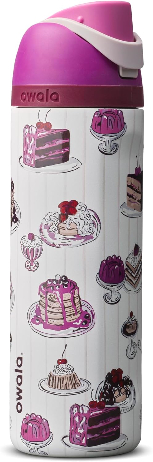 Owala FreeSip Stainless Steel Water Bottle 24 oz Black Cherry
