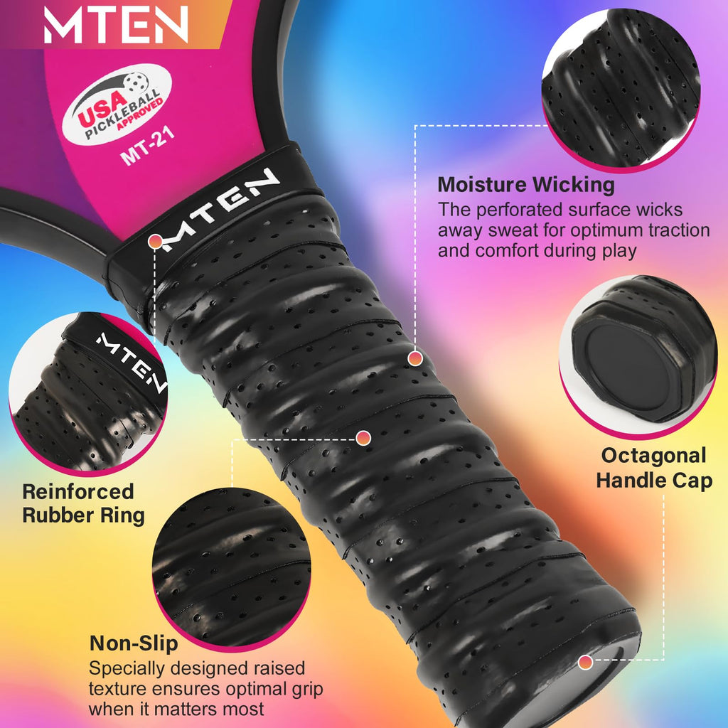 MTEN Pickleball Paddles Set of 2/4/1, USAPA Approved Fiberglass Rackets