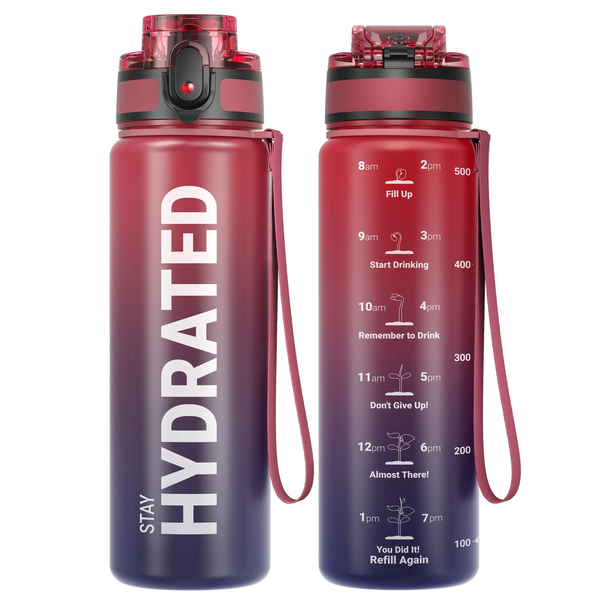 Sahara Sailor Water Bottle 32oz, Tritan Sports Bottle with Time Marker
