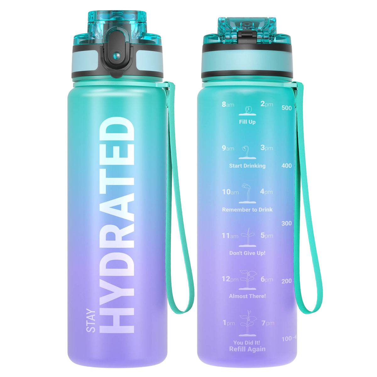Sahara Sailor Water Bottle 32oz, Tritan Sports Bottle with Time Marker
