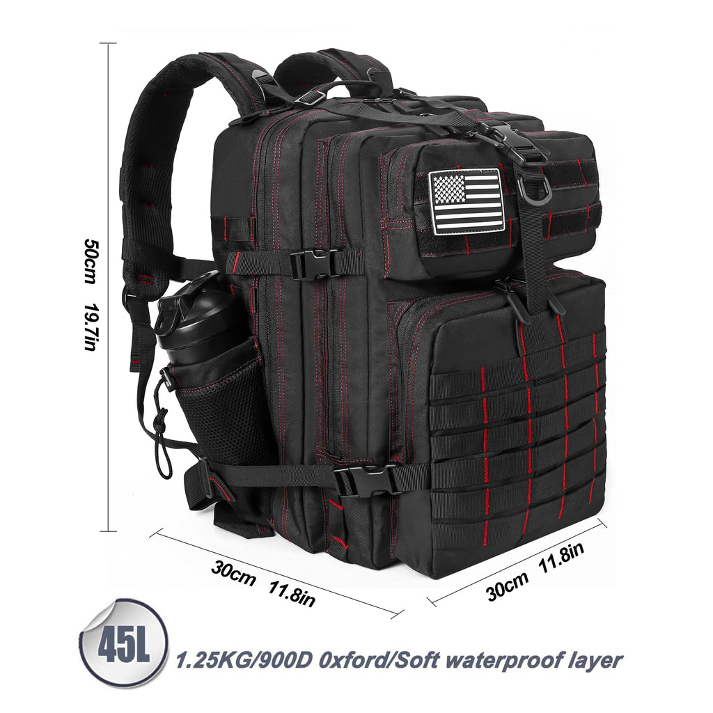LHI Military Tactical Backpack for Men and Women 45L Army 3 Days Assault Pack Bag Large Rucksack with Molle System Khaki