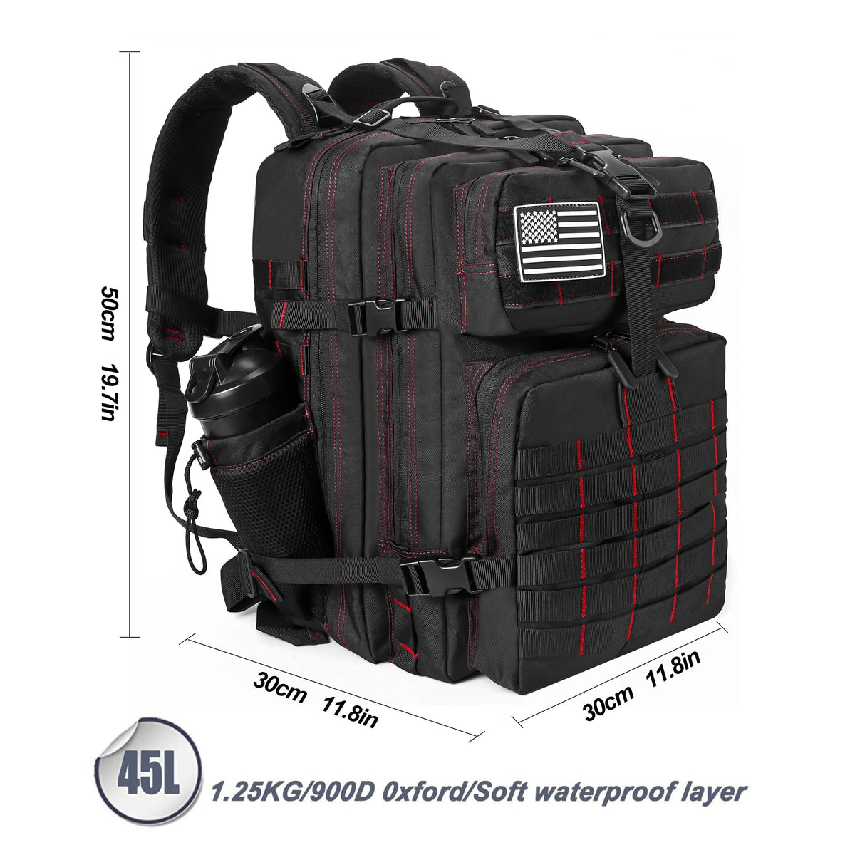 LHI Military Tactical Backpack for Men and Women 45L Army 3 Days Assault Pack Bag Large Rucksack with Molle System Khaki