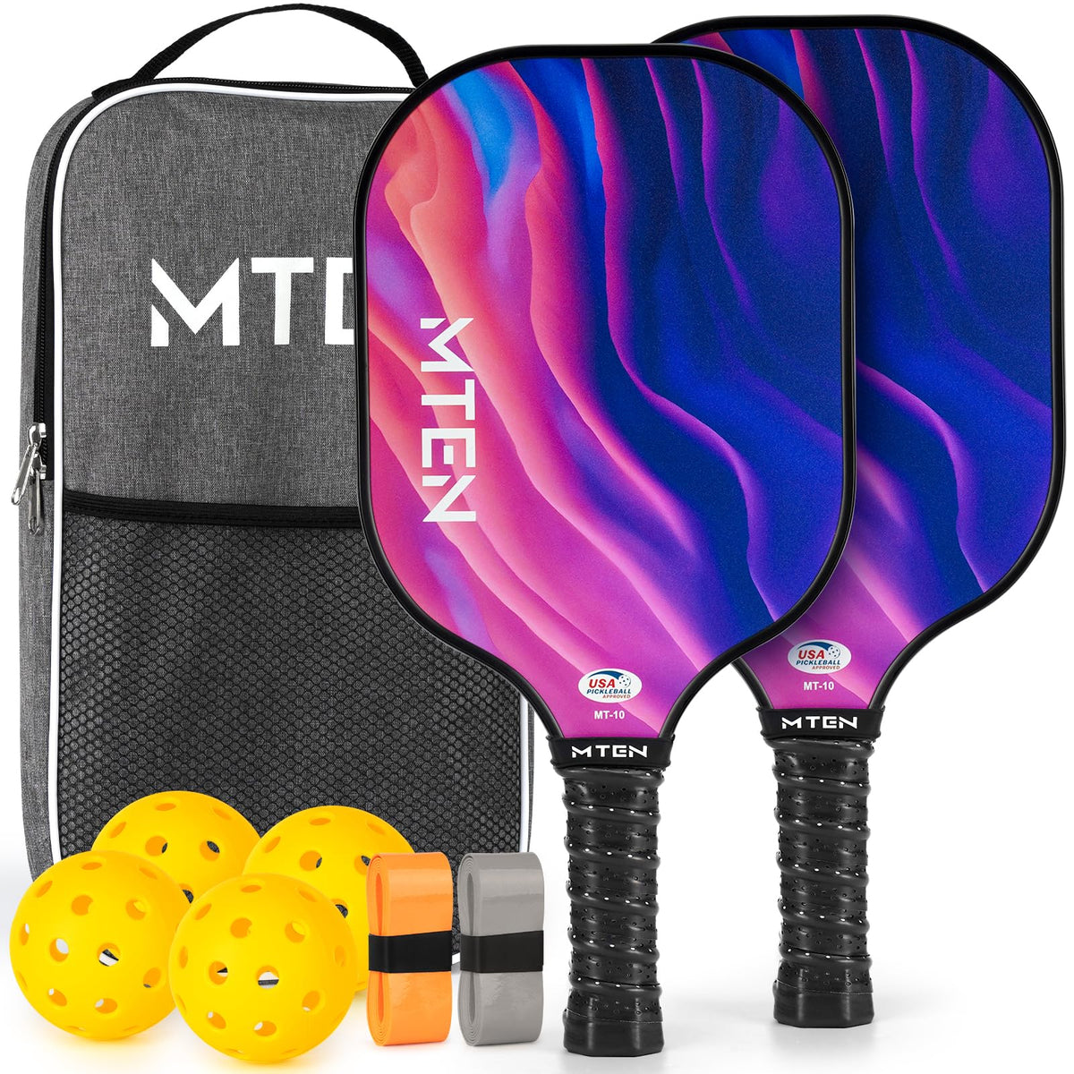 MTEN Pickleball Paddles Set of 2/4/1, USAPA Approved Fiberglass Rackets