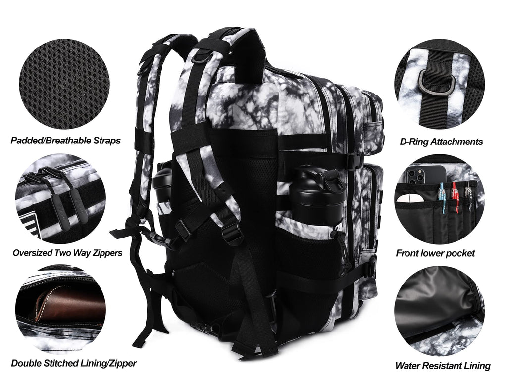 LHI Military Tactical Backpack for Men and Women 45L Army 3 Days Assault Pack Bag Large Rucksack with Molle System Khaki