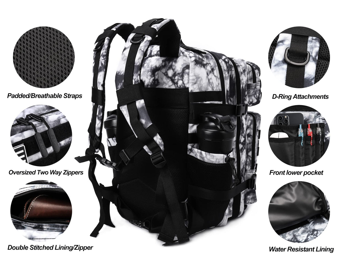 LHI Military Tactical Backpack for Men and Women 45L Army 3 Days Assault Pack Bag Large Rucksack with Molle System Khaki