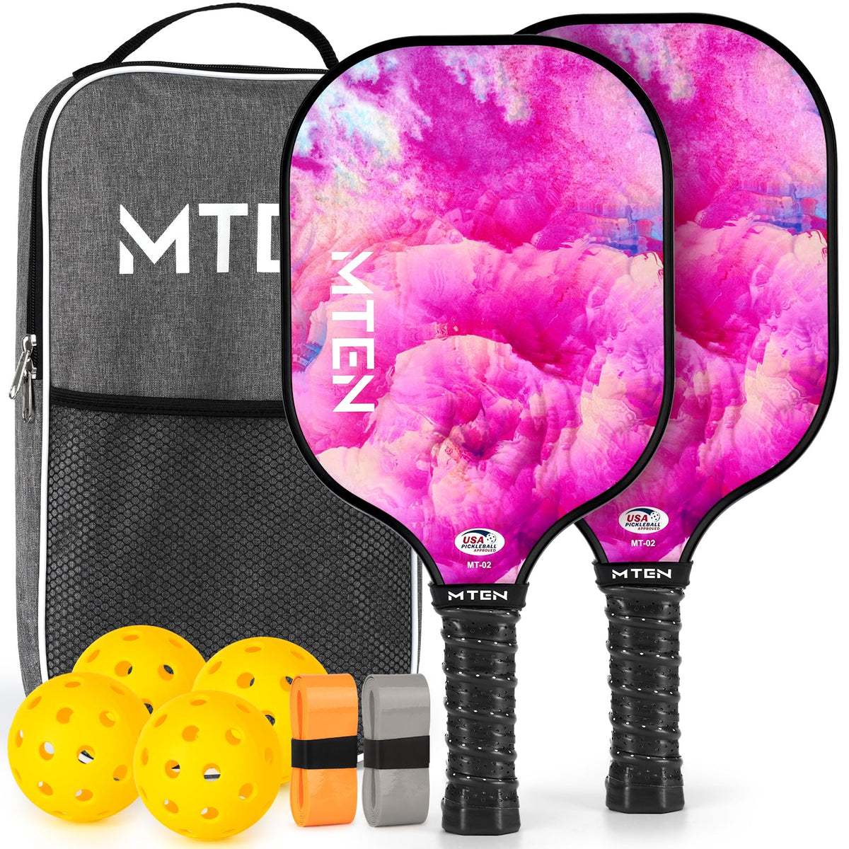 MTEN Pickleball Paddles Set of 2/4/1, USAPA Approved Fiberglass Rackets