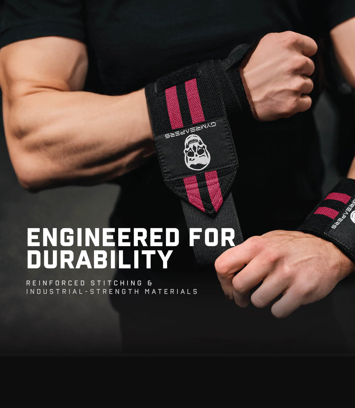 Gymreapers Weightlifting Wrist Wraps (IPF Approved) Professional Quality Wrist Support with Heavy Duty Thumb Loop - Best Wrap for Powerlifting Competition, Strength Training, Bodybuilding