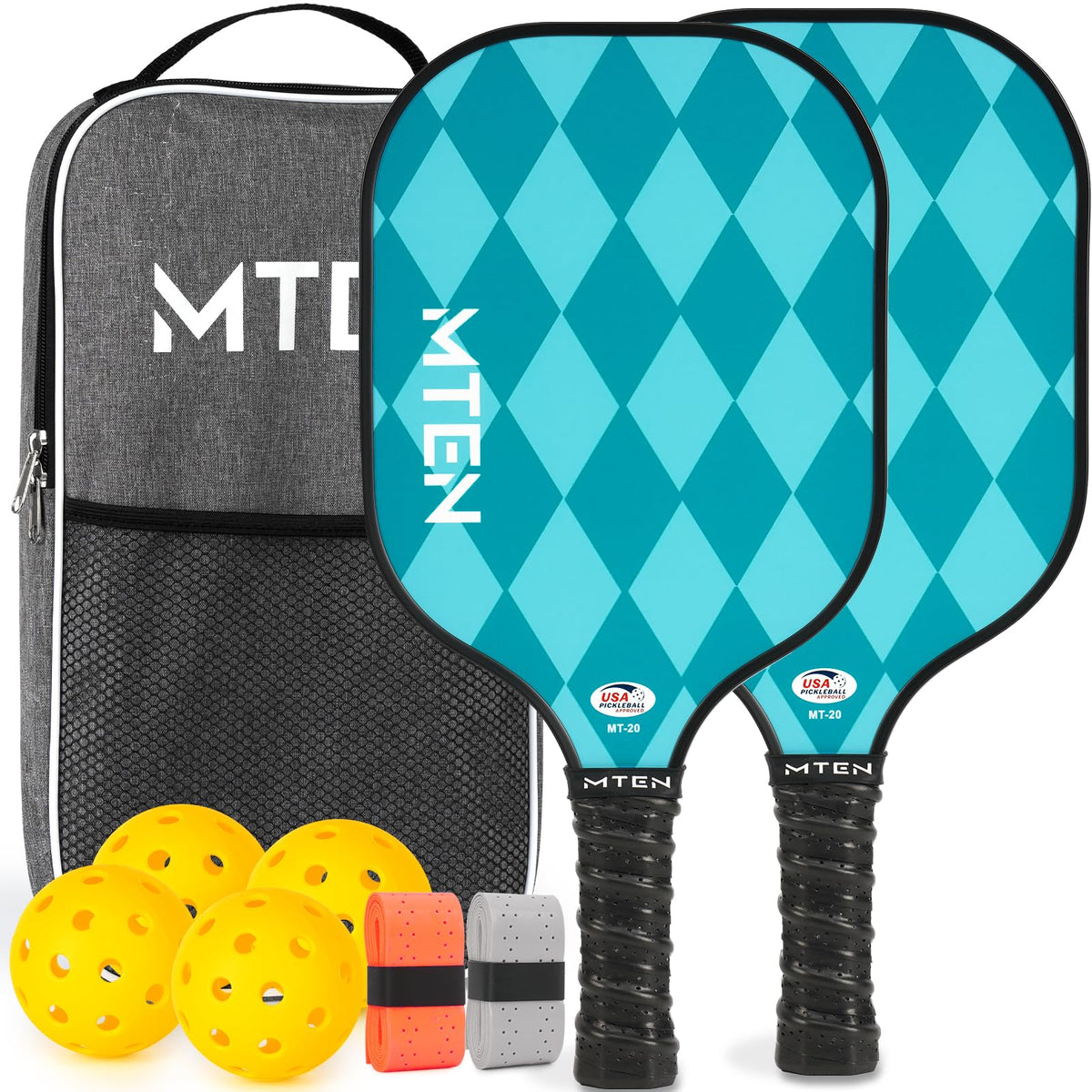 MTEN Pickleball Paddles Set of 2/4/1, USAPA Approved Fiberglass Rackets