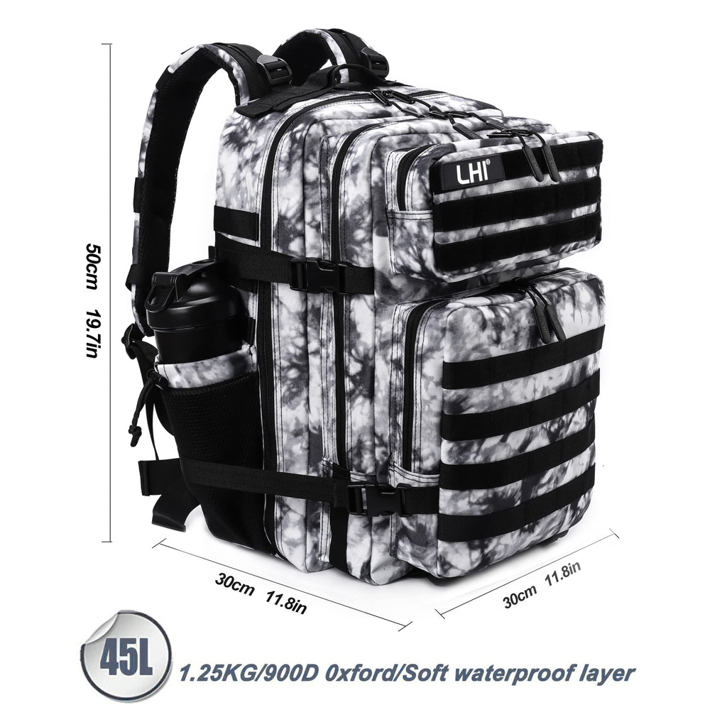 LHI Military Tactical Backpack for Men and Women 45L Army 3 Days Assault Pack Bag Large Rucksack with Molle System Khaki