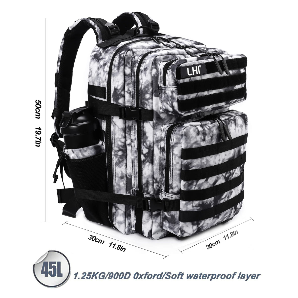 LHI Military Tactical Backpack for Men and Women 45L Army 3 Days Assault Pack Bag Large Rucksack with Molle System Khaki