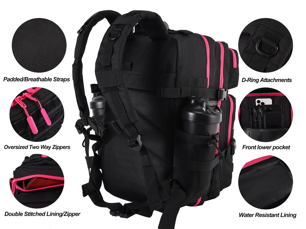 LHI Military Tactical Backpack for Men and Women 45L Army 3 Days Assault Pack Bag Large Rucksack with Molle System Khaki