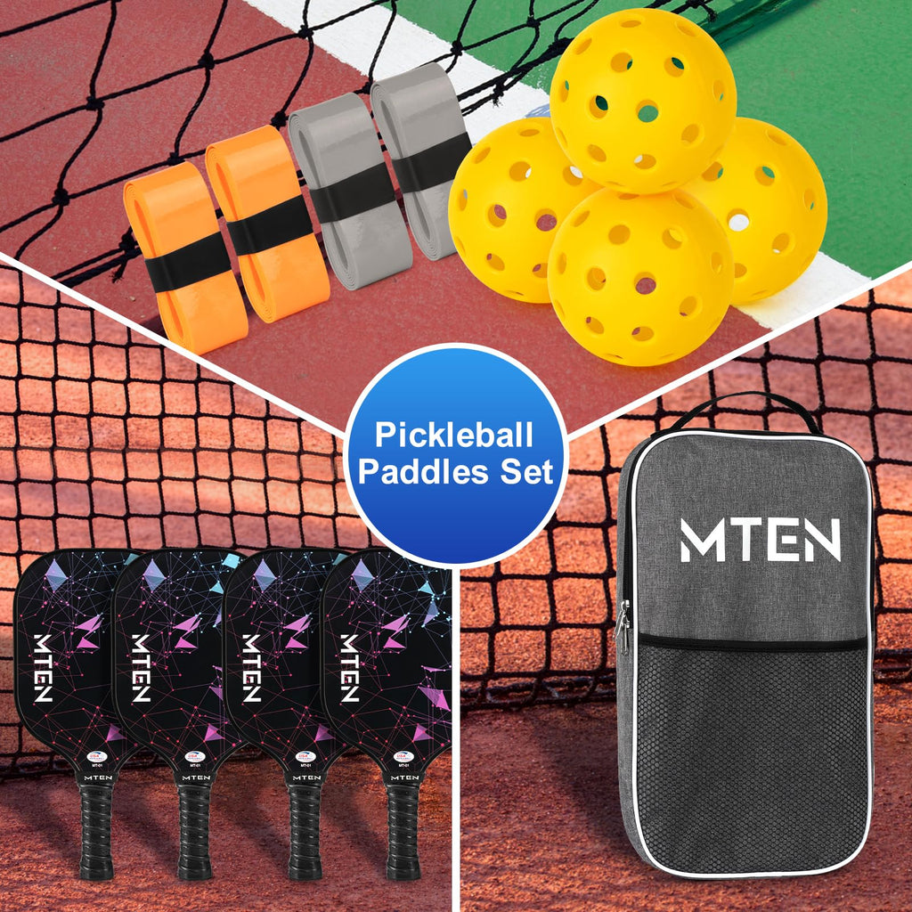 MTEN Pickleball Paddles Set of 2/4/1, USAPA Approved Fiberglass Rackets