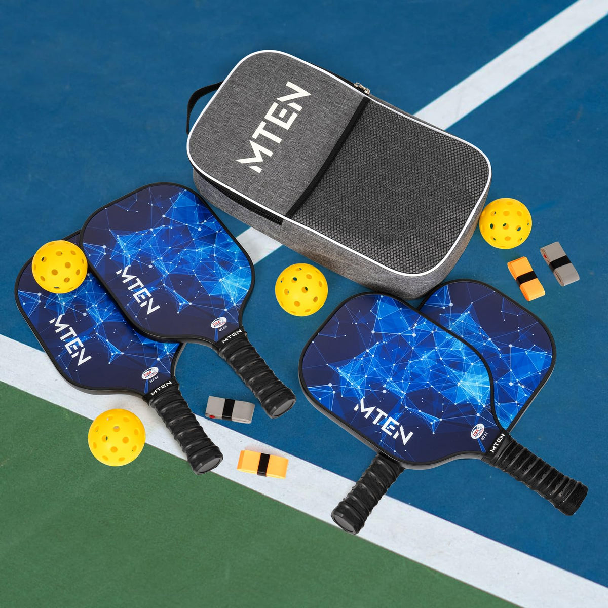 MTEN Pickleball Paddles Set of 2/4/1, USAPA Approved Fiberglass Rackets
