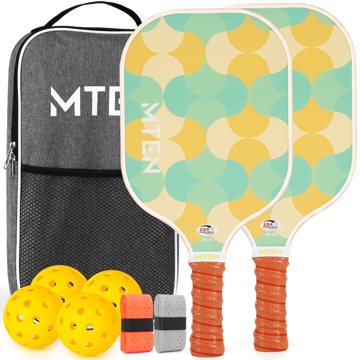 MTEN Pickleball Paddles Set of 2/4/1, USAPA Approved Fiberglass Rackets