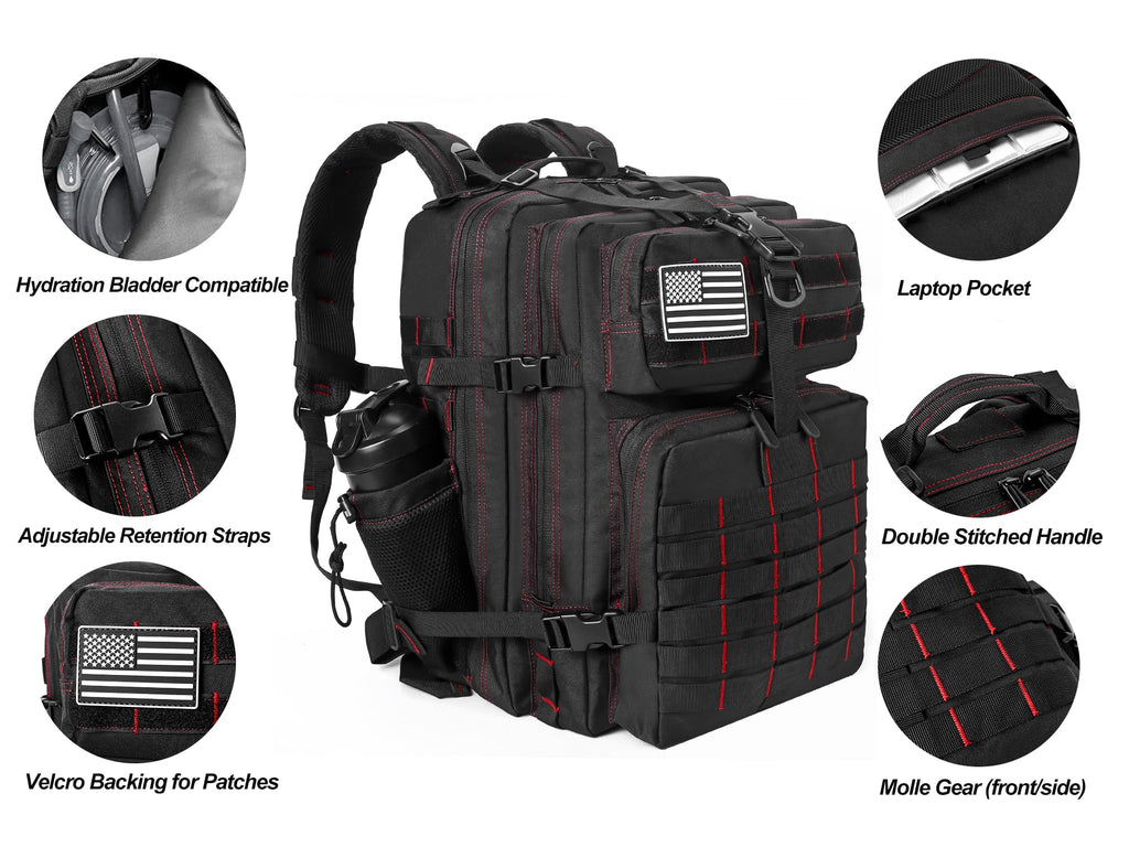 LHI Military Tactical Backpack for Men and Women 45L Army 3 Days Assault Pack Bag Large Rucksack with Molle System Khaki