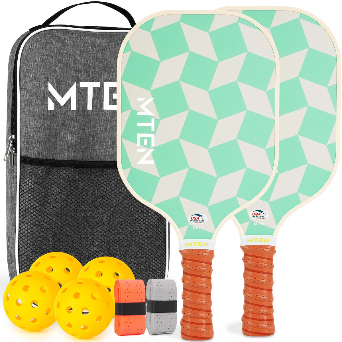 MTEN Pickleball Paddles Set of 2/4/1, USAPA Approved Fiberglass Rackets