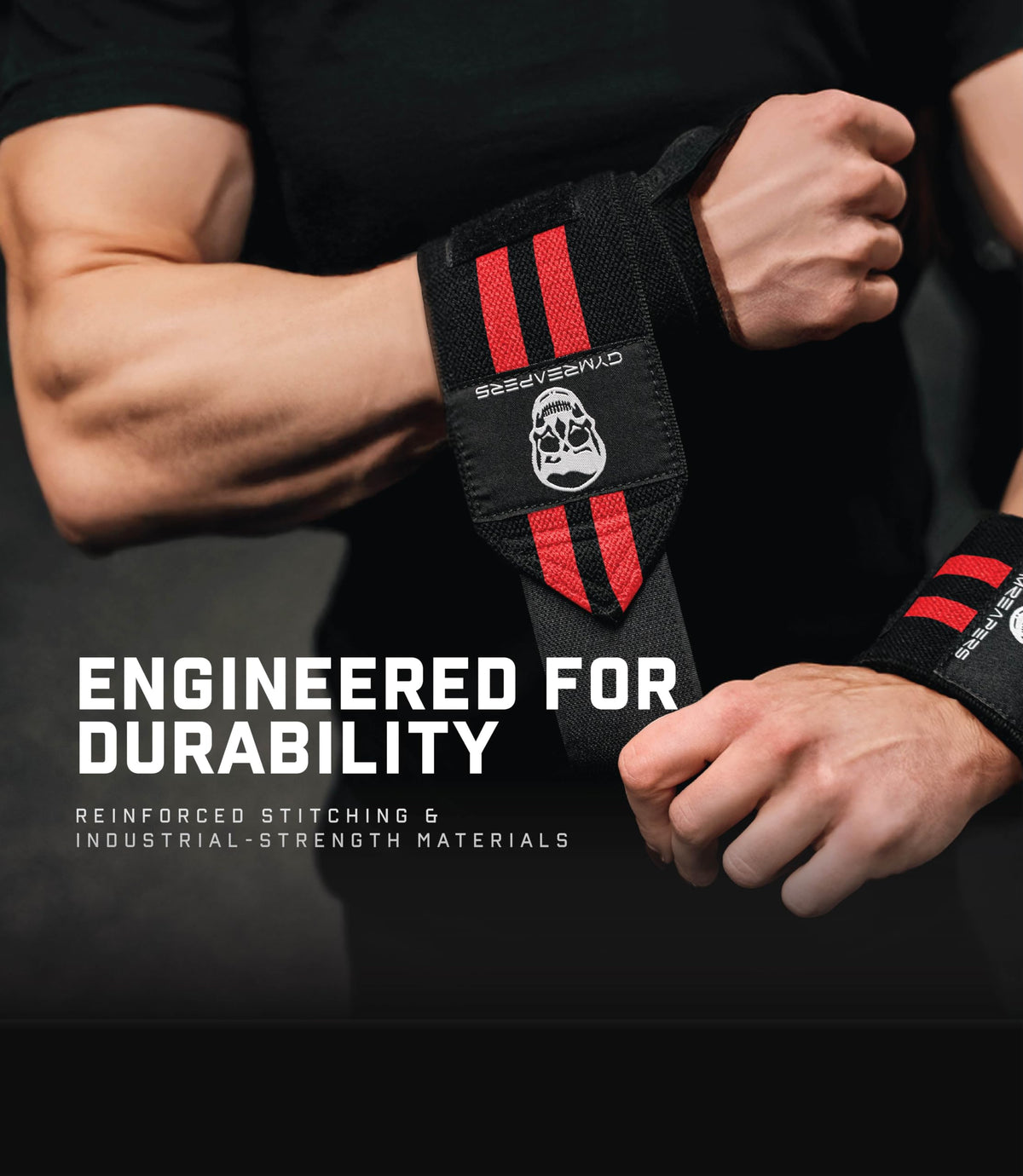 Gymreapers Weightlifting Wrist Wraps (IPF Approved) Professional Quality Wrist Support with Heavy Duty Thumb Loop - Best Wrap for Powerlifting Competition, Strength Training, Bodybuilding