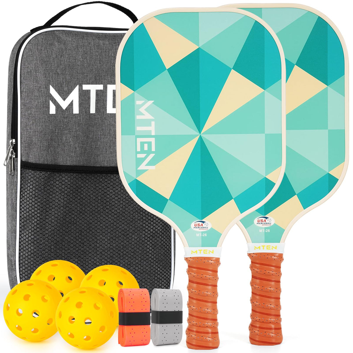 MTEN Pickleball Paddles Set of 2/4/1, USAPA Approved Fiberglass Rackets