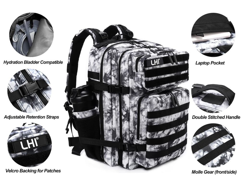 LHI Military Tactical Backpack for Men and Women 45L Army 3 Days Assault Pack Bag Large Rucksack with Molle System Khaki